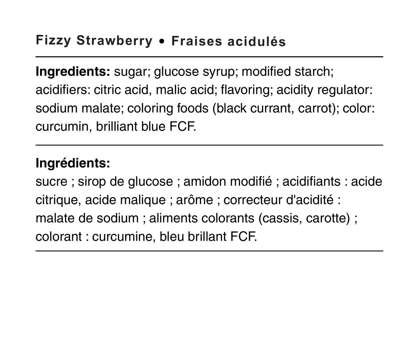 Ingredients - Fizzy Strawberry