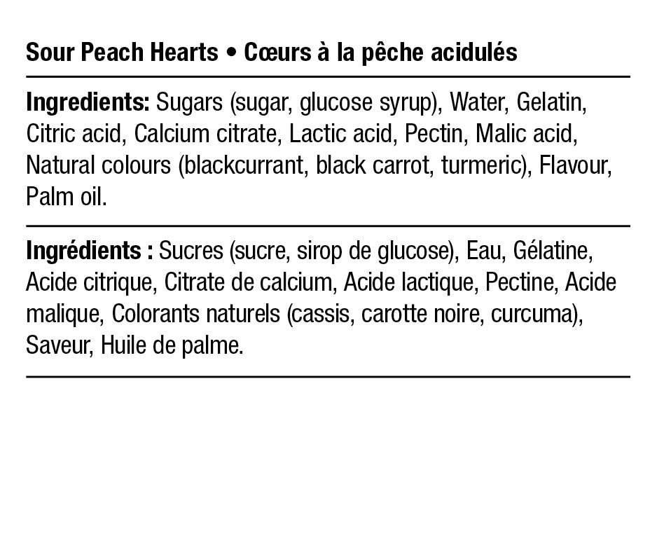 Ingredients - Sour Peach Hearts