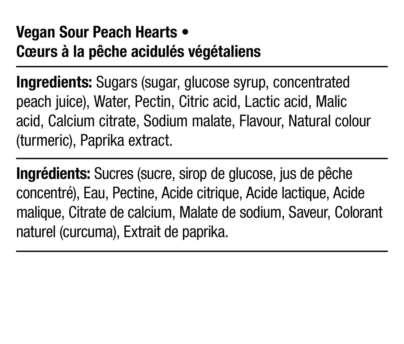 Ingredients - Vegan Sour Peach Hearts